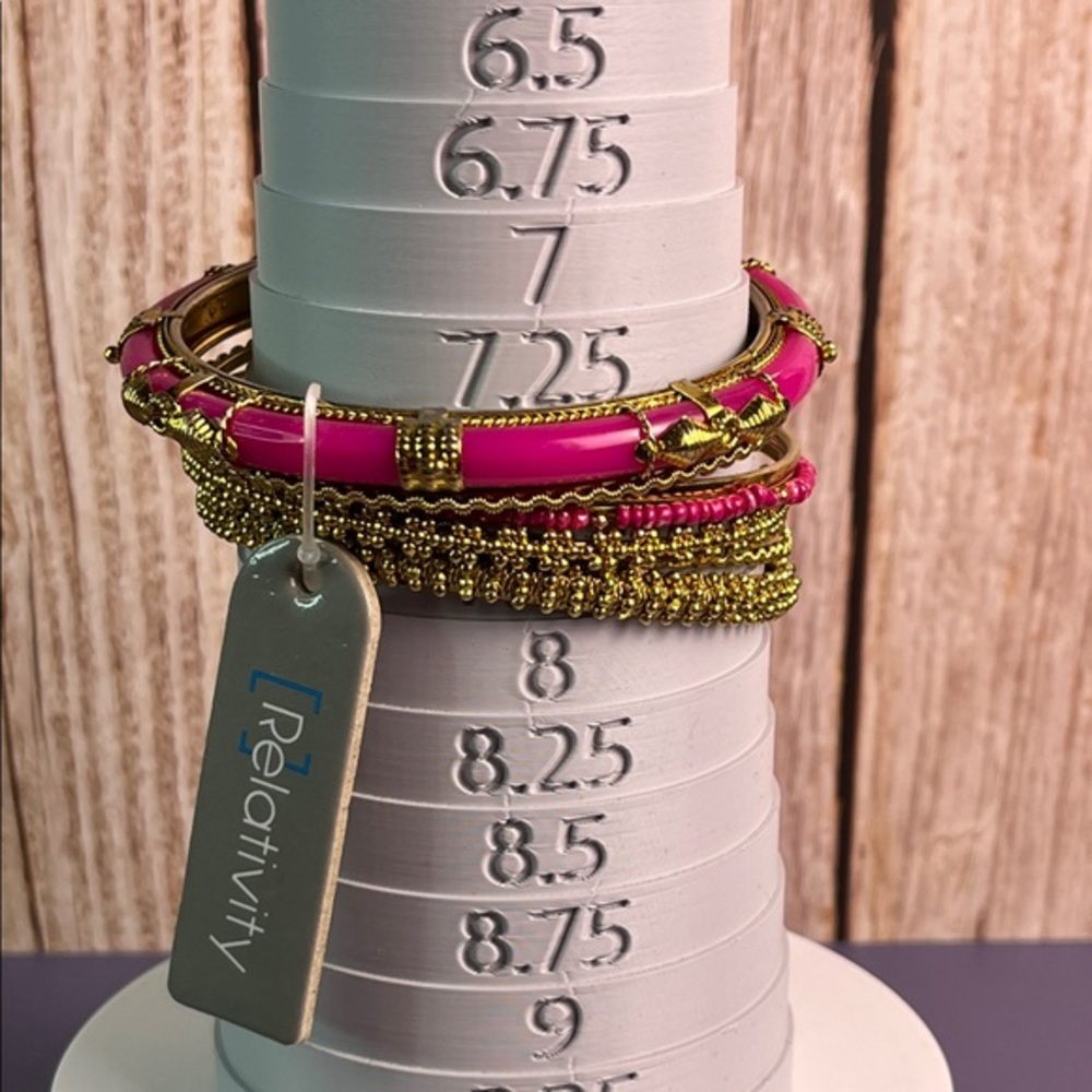Relativity Vibrant Pink and Gold Bracelet Set 7 total NWT